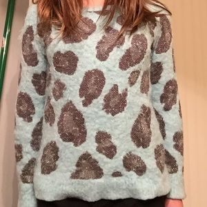 Blue cheetah print sweater